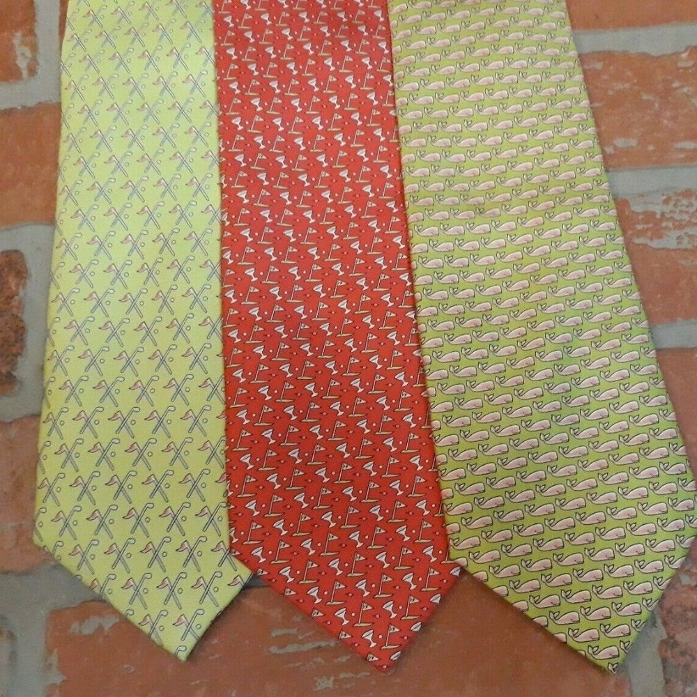 Sero England Whales Martini Golf LOT 3 SILK TIES Preppy Country Club 60" Long - Picture 5 of 5